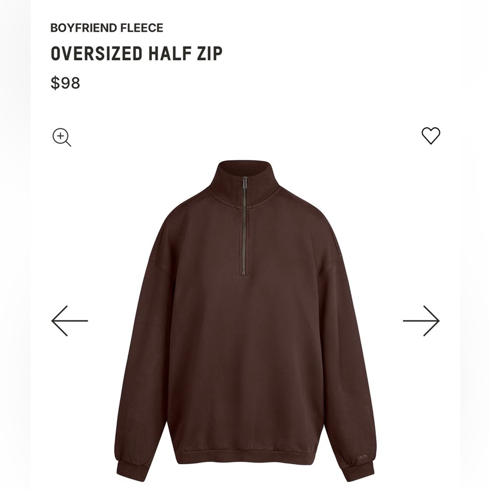 SKIMS Boyfriend Fleece Half Zip Pullover - Espresso